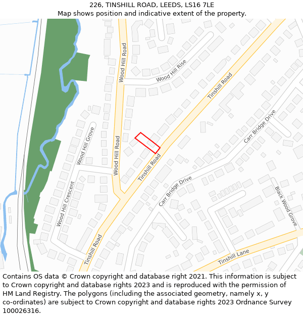 226, TINSHILL ROAD, LEEDS, LS16 7LE: Location map and indicative extent of plot