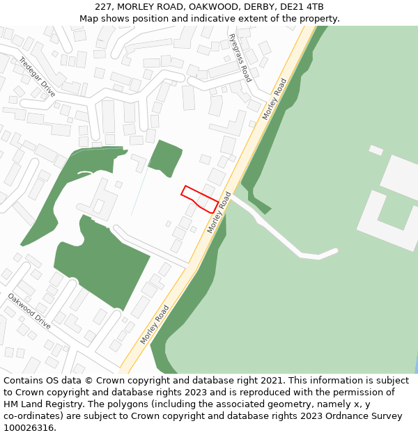 227, MORLEY ROAD, OAKWOOD, DERBY, DE21 4TB: Location map and indicative extent of plot