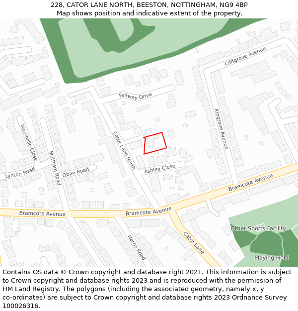 228, CATOR LANE NORTH, BEESTON, NOTTINGHAM, NG9 4BP: Location map and indicative extent of plot
