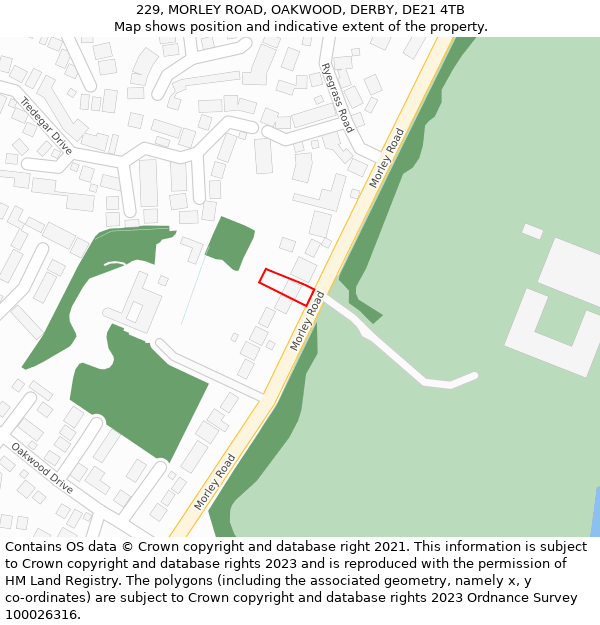 229, MORLEY ROAD, OAKWOOD, DERBY, DE21 4TB: Location map and indicative extent of plot