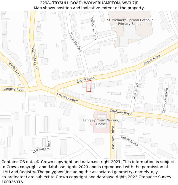 229A, TRYSULL ROAD, WOLVERHAMPTON, WV3 7JP: Location map and indicative extent of plot