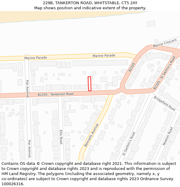 229B, TANKERTON ROAD, WHITSTABLE, CT5 2AY: Location map and indicative extent of plot