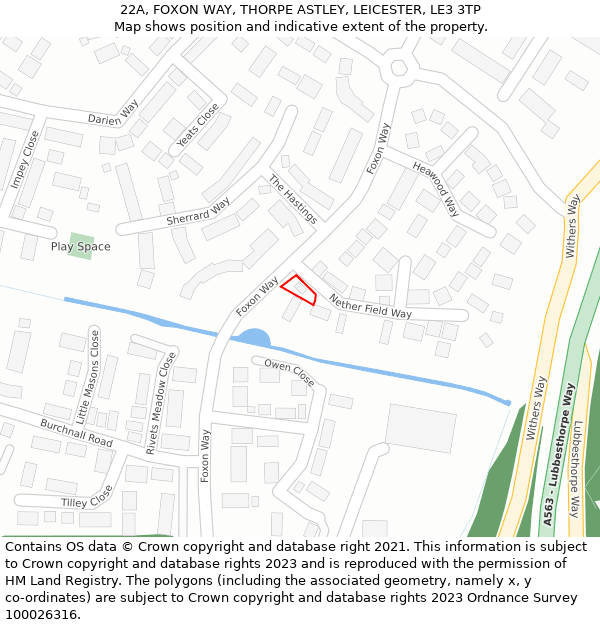 22A, FOXON WAY, THORPE ASTLEY, LEICESTER, LE3 3TP: Location map and indicative extent of plot