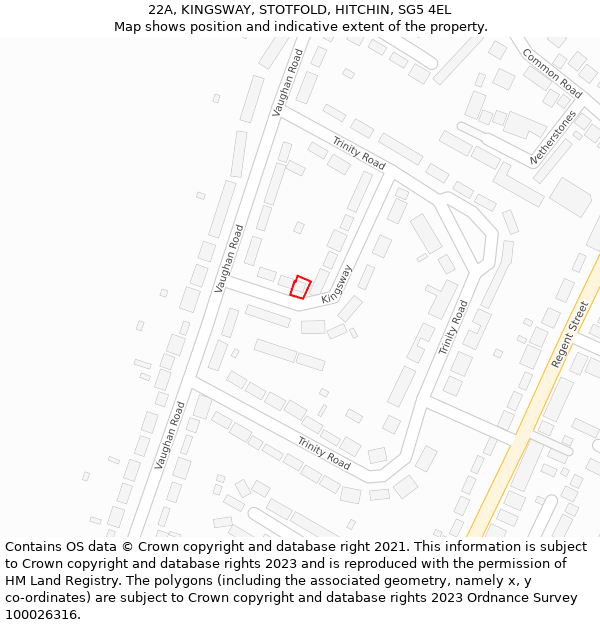 22A, KINGSWAY, STOTFOLD, HITCHIN, SG5 4EL: Location map and indicative extent of plot