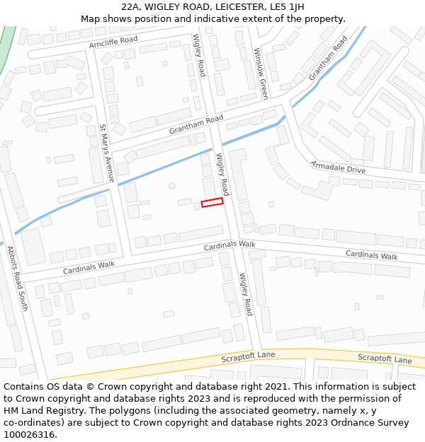 22A, WIGLEY ROAD, LEICESTER, LE5 1JH: Location map and indicative extent of plot