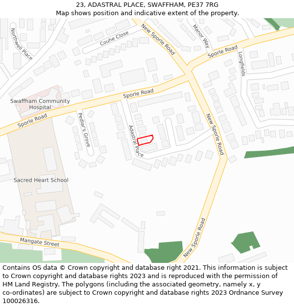 23, ADASTRAL PLACE, SWAFFHAM, PE37 7RG: Location map and indicative extent of plot