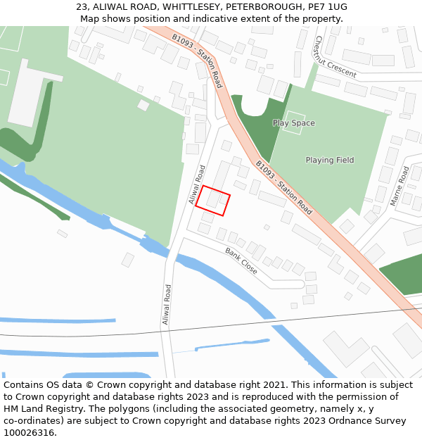 23, ALIWAL ROAD, WHITTLESEY, PETERBOROUGH, PE7 1UG: Location map and indicative extent of plot