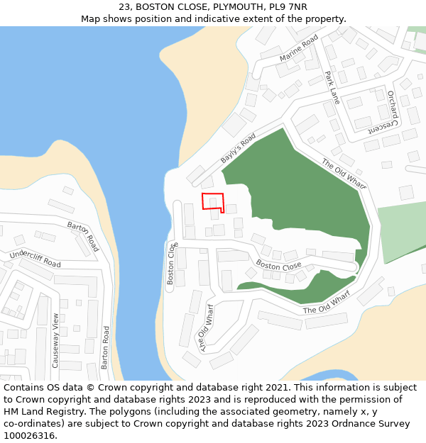 23, BOSTON CLOSE, PLYMOUTH, PL9 7NR: Location map and indicative extent of plot