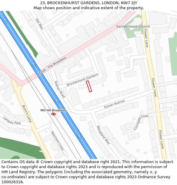 23, BROCKENHURST GARDENS, LONDON, NW7 2JY: Location map and indicative extent of plot