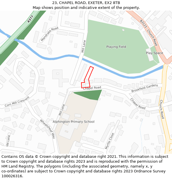 23, CHAPEL ROAD, EXETER, EX2 8TB: Location map and indicative extent of plot