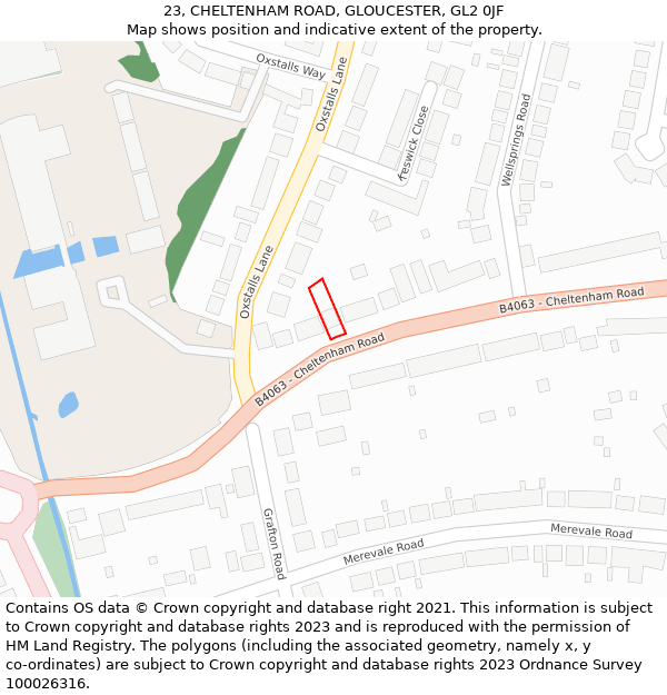 23, CHELTENHAM ROAD, GLOUCESTER, GL2 0JF: Location map and indicative extent of plot