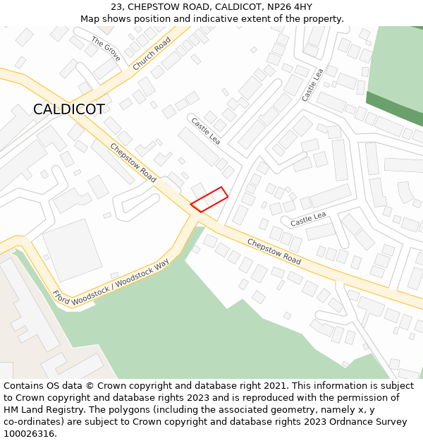 23, CHEPSTOW ROAD, CALDICOT, NP26 4HY: Location map and indicative extent of plot