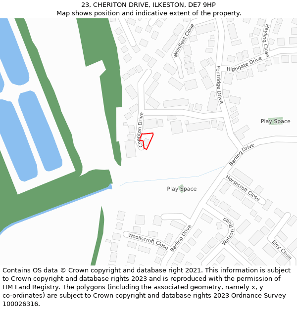 23, CHERITON DRIVE, ILKESTON, DE7 9HP: Location map and indicative extent of plot