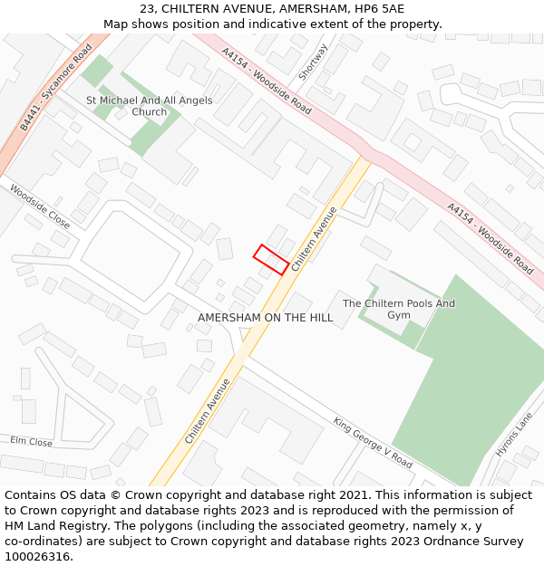 23, CHILTERN AVENUE, AMERSHAM, HP6 5AE: Location map and indicative extent of plot