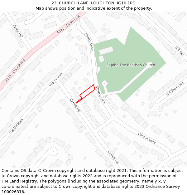 23, CHURCH LANE, LOUGHTON, IG10 1PD: Location map and indicative extent of plot