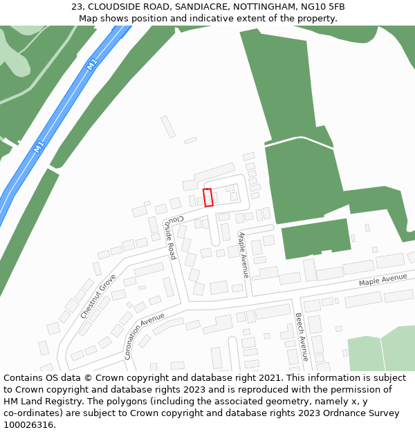 23, CLOUDSIDE ROAD, SANDIACRE, NOTTINGHAM, NG10 5FB: Location map and indicative extent of plot