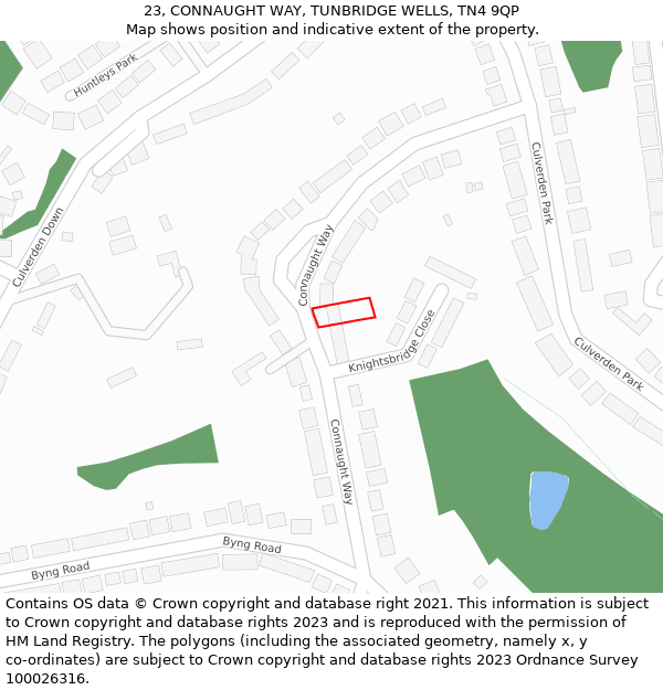 23, CONNAUGHT WAY, TUNBRIDGE WELLS, TN4 9QP: Location map and indicative extent of plot