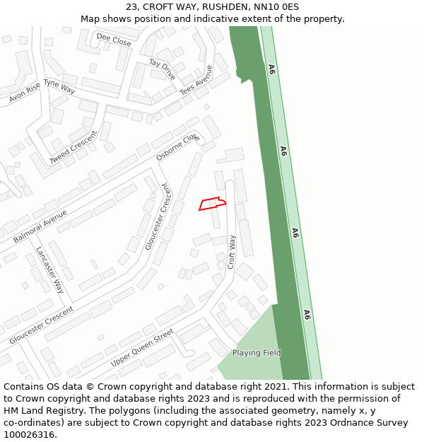 23, CROFT WAY, RUSHDEN, NN10 0ES: Location map and indicative extent of plot