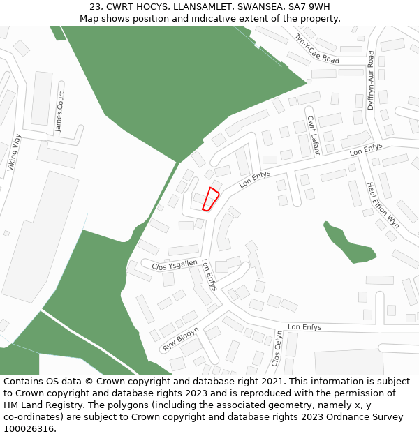 23, CWRT HOCYS, LLANSAMLET, SWANSEA, SA7 9WH: Location map and indicative extent of plot