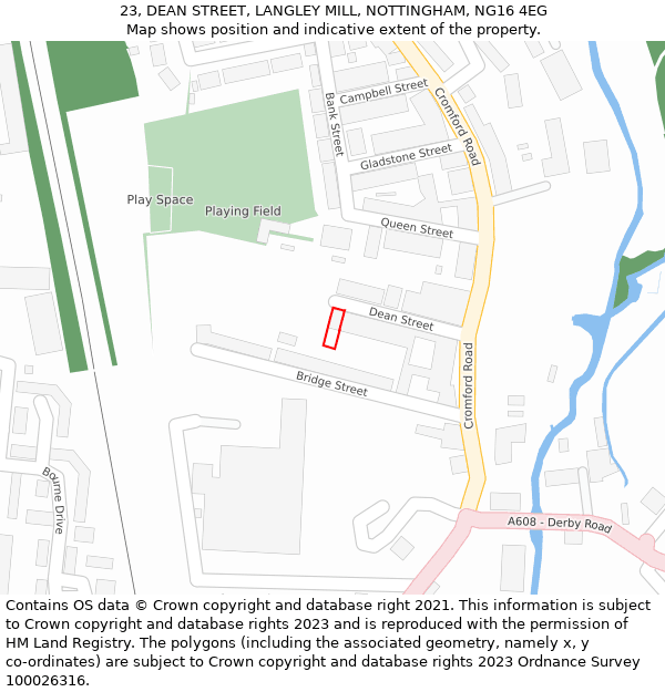 23, DEAN STREET, LANGLEY MILL, NOTTINGHAM, NG16 4EG: Location map and indicative extent of plot