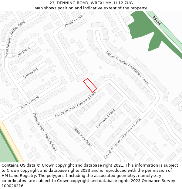 23, DENNING ROAD, WREXHAM, LL12 7UG: Location map and indicative extent of plot