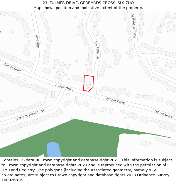 23, FULMER DRIVE, GERRARDS CROSS, SL9 7HQ: Location map and indicative extent of plot