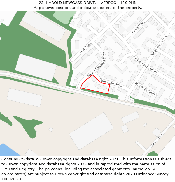 23, HAROLD NEWGASS DRIVE, LIVERPOOL, L19 2HN: Location map and indicative extent of plot