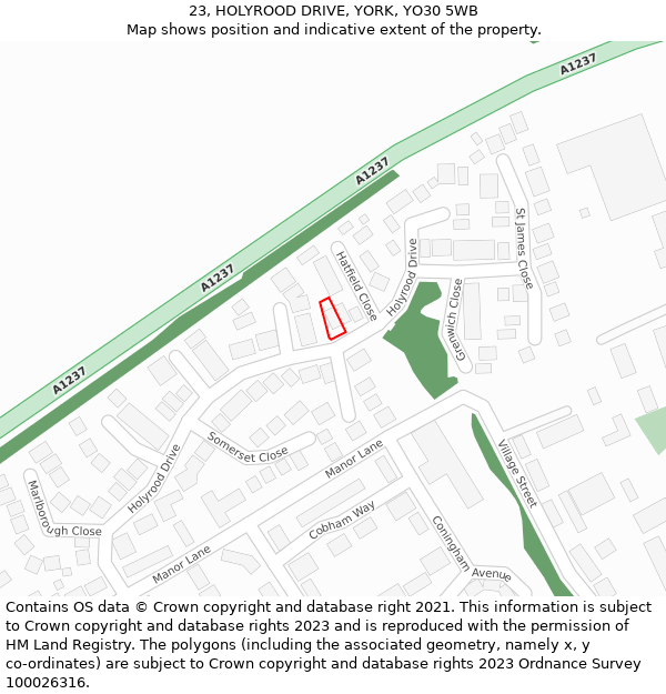 23, HOLYROOD DRIVE, YORK, YO30 5WB: Location map and indicative extent of plot