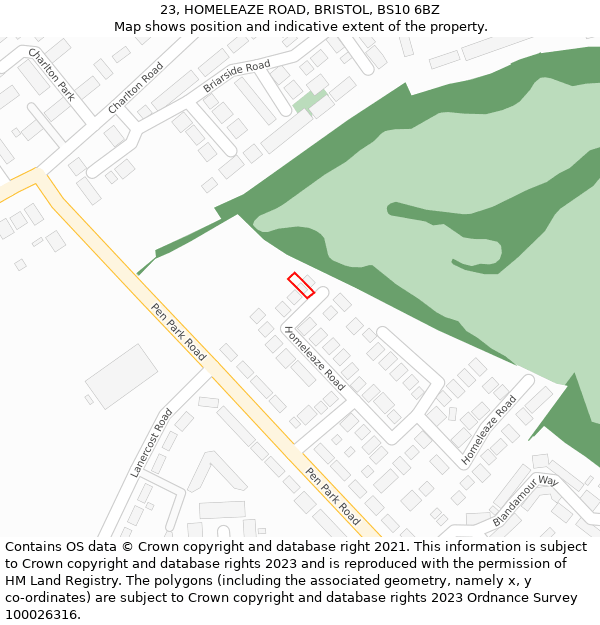23, HOMELEAZE ROAD, BRISTOL, BS10 6BZ: Location map and indicative extent of plot