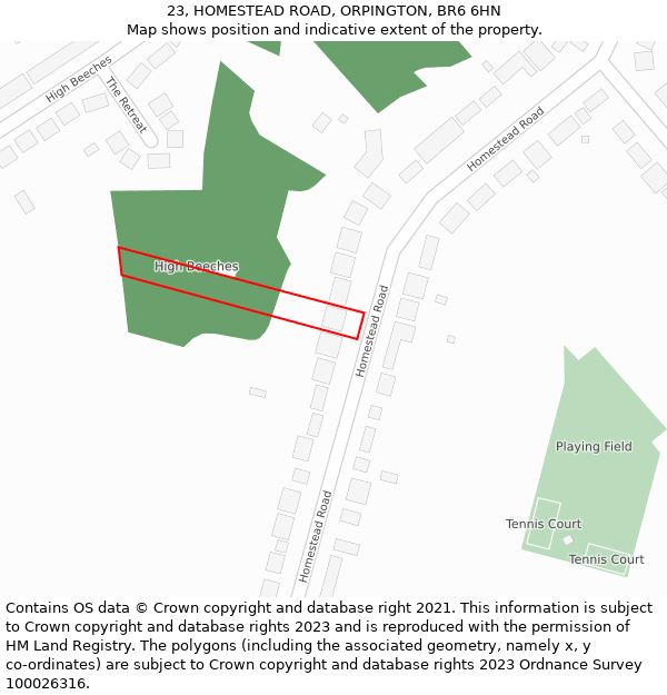 23, HOMESTEAD ROAD, ORPINGTON, BR6 6HN: Location map and indicative extent of plot