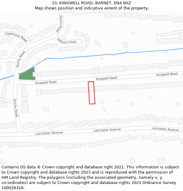 23, KINGWELL ROAD, BARNET, EN4 0HZ: Location map and indicative extent of plot