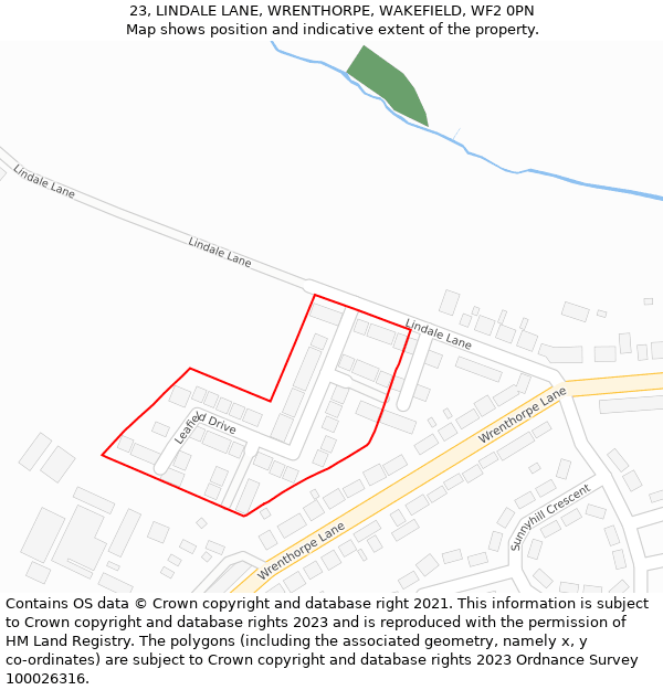 23, LINDALE LANE, WRENTHORPE, WAKEFIELD, WF2 0PN: Location map and indicative extent of plot