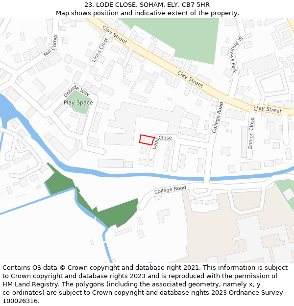 23, LODE CLOSE, SOHAM, ELY, CB7 5HR: Location map and indicative extent of plot