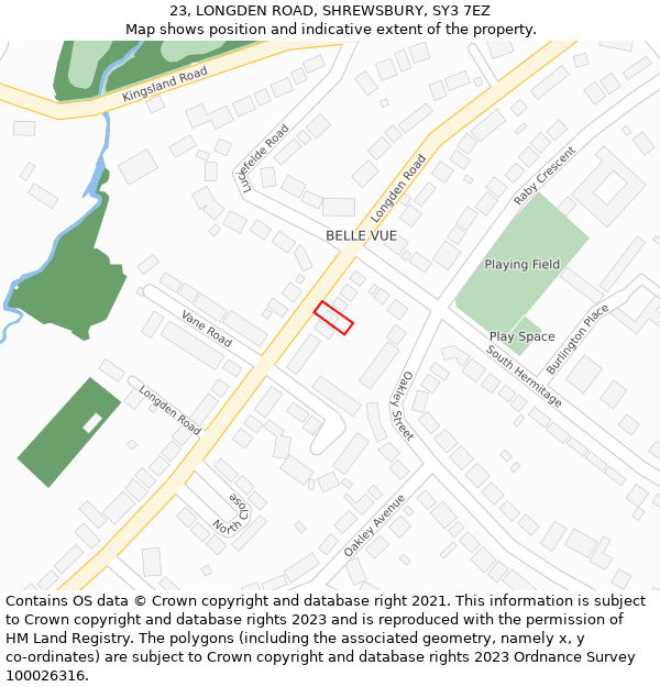23, LONGDEN ROAD, SHREWSBURY, SY3 7EZ: Location map and indicative extent of plot