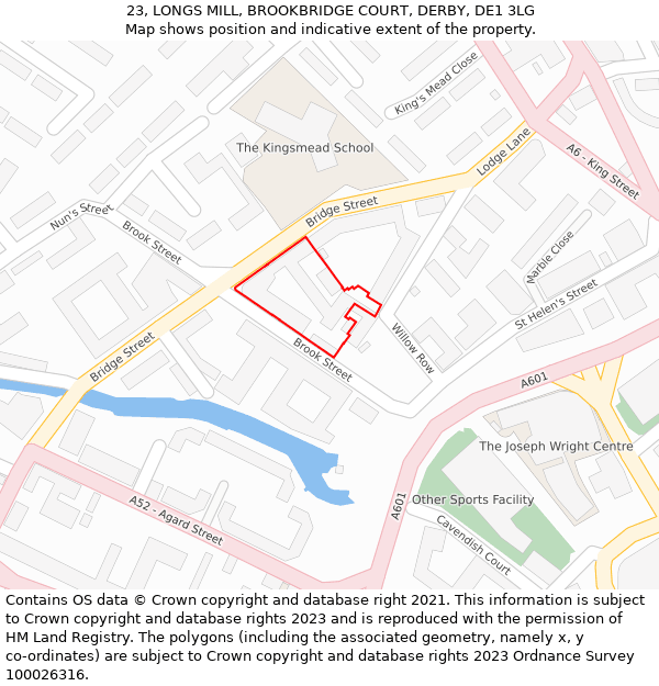 23, LONGS MILL, BROOKBRIDGE COURT, DERBY, DE1 3LG: Location map and indicative extent of plot