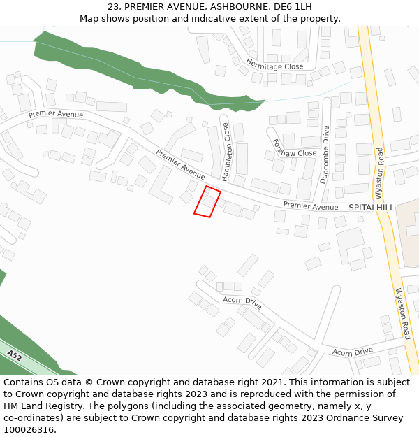 23, PREMIER AVENUE, ASHBOURNE, DE6 1LH: Location map and indicative extent of plot