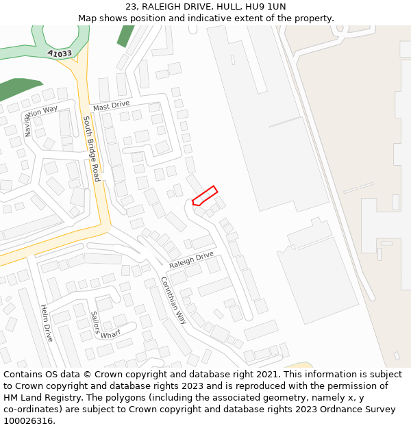 23, RALEIGH DRIVE, HULL, HU9 1UN: Location map and indicative extent of plot