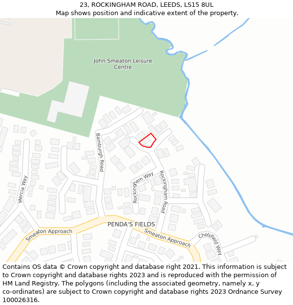 23, ROCKINGHAM ROAD, LEEDS, LS15 8UL: Location map and indicative extent of plot