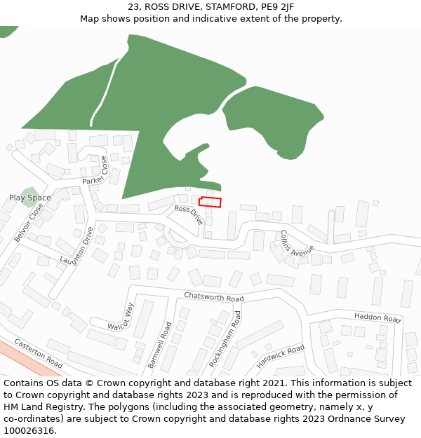 23, ROSS DRIVE, STAMFORD, PE9 2JF: Location map and indicative extent of plot