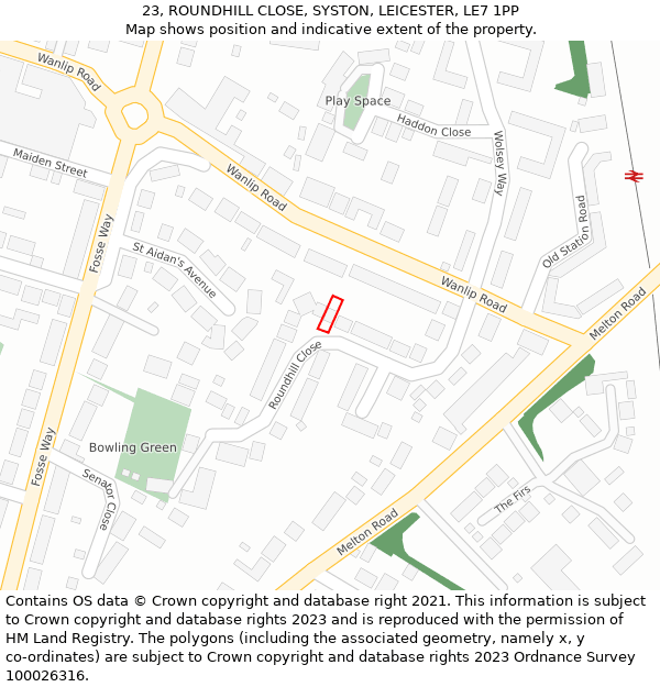 23, ROUNDHILL CLOSE, SYSTON, LEICESTER, LE7 1PP: Location map and indicative extent of plot