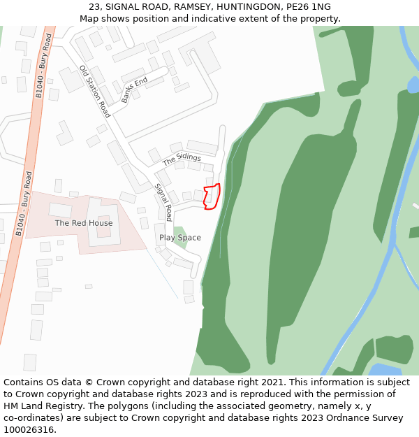 23, SIGNAL ROAD, RAMSEY, HUNTINGDON, PE26 1NG: Location map and indicative extent of plot