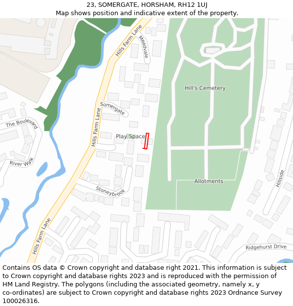 23, SOMERGATE, HORSHAM, RH12 1UJ: Location map and indicative extent of plot