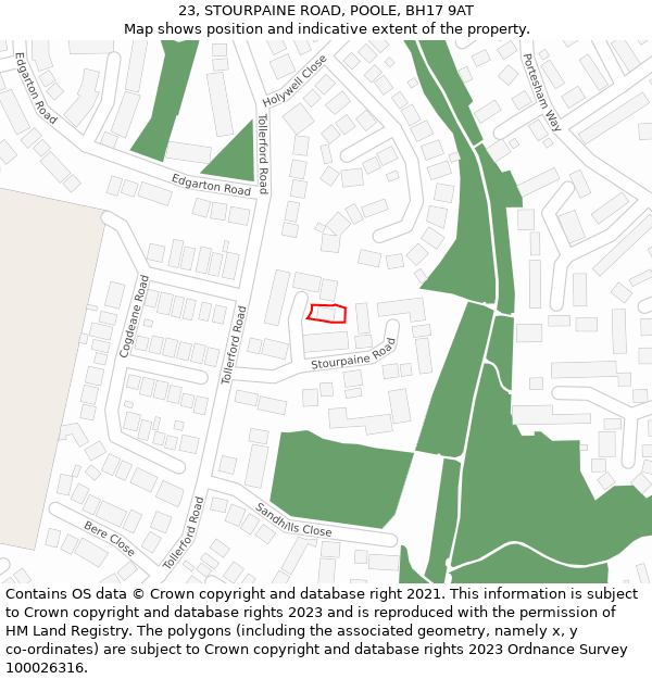 23, STOURPAINE ROAD, POOLE, BH17 9AT: Location map and indicative extent of plot