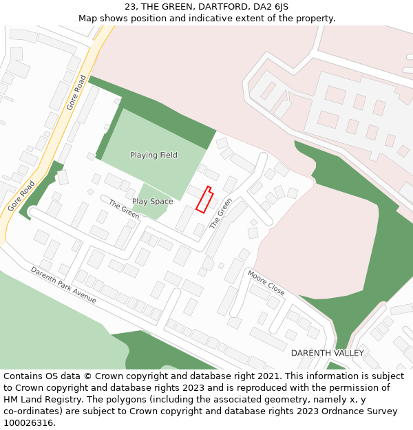 23, THE GREEN, DARTFORD, DA2 6JS: Location map and indicative extent of plot