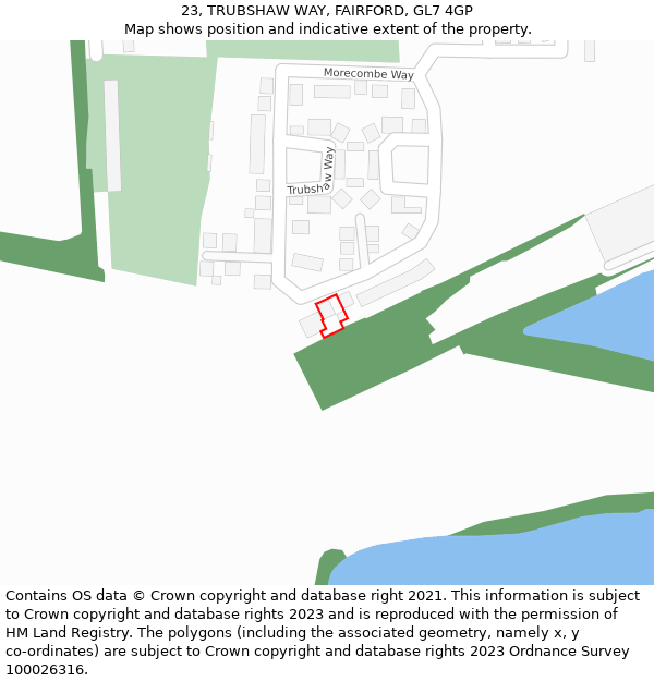 23, TRUBSHAW WAY, FAIRFORD, GL7 4GP: Location map and indicative extent of plot