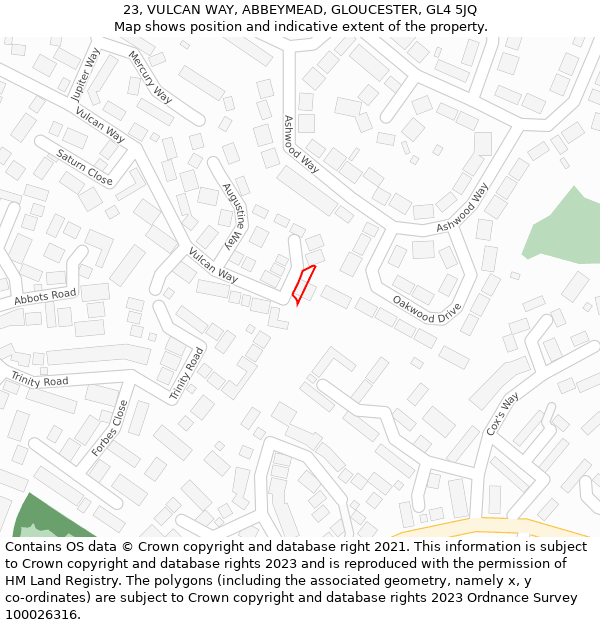 23, VULCAN WAY, ABBEYMEAD, GLOUCESTER, GL4 5JQ: Location map and indicative extent of plot