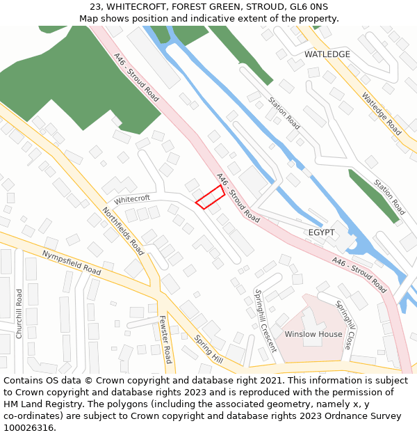 23, WHITECROFT, FOREST GREEN, STROUD, GL6 0NS: Location map and indicative extent of plot