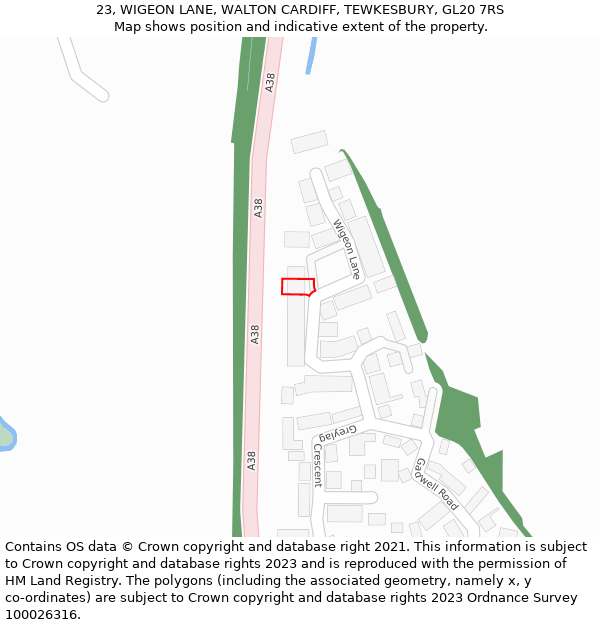 23, WIGEON LANE, WALTON CARDIFF, TEWKESBURY, GL20 7RS: Location map and indicative extent of plot