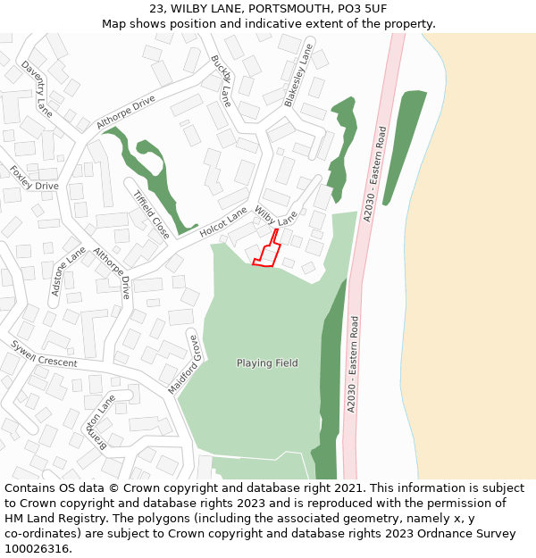 23, WILBY LANE, PORTSMOUTH, PO3 5UF: Location map and indicative extent of plot