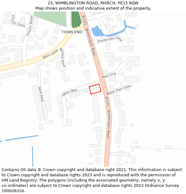 23, WIMBLINGTON ROAD, MARCH, PE15 9QW: Location map and indicative extent of plot